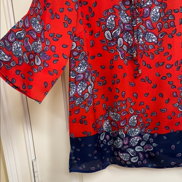 Jones New York Red and Navy Paisley Blouse - Picture 6 of 10